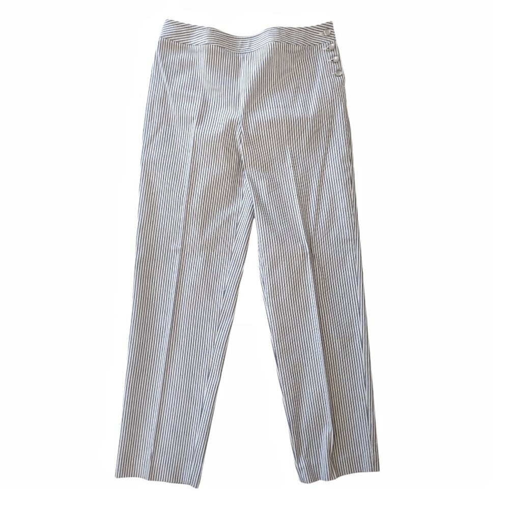 WilliSmith Pinstripe Capris Pants Size 6 Gray Lightweight Cotton Casual Nautical